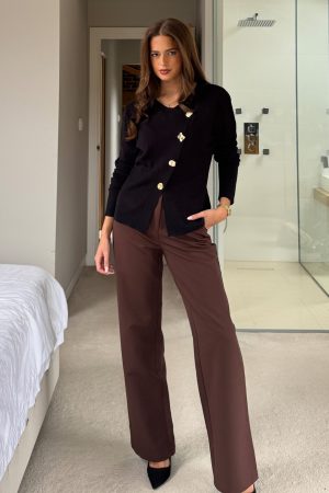 Meli Asymmetric Neckline Jumper Black