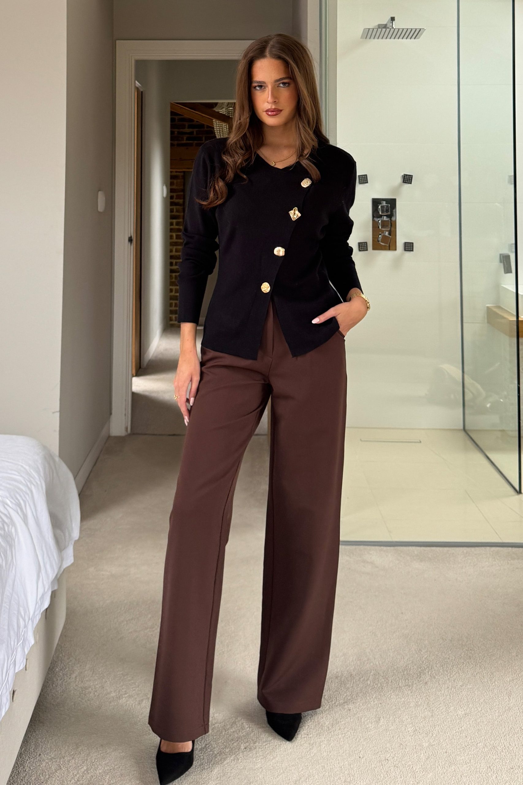 Meli Asymmetric Neckline Jumper Black - Image 5